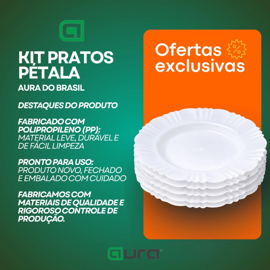 Kit 5 - 50 Pratos Branco Fundo Com Borda Plástico