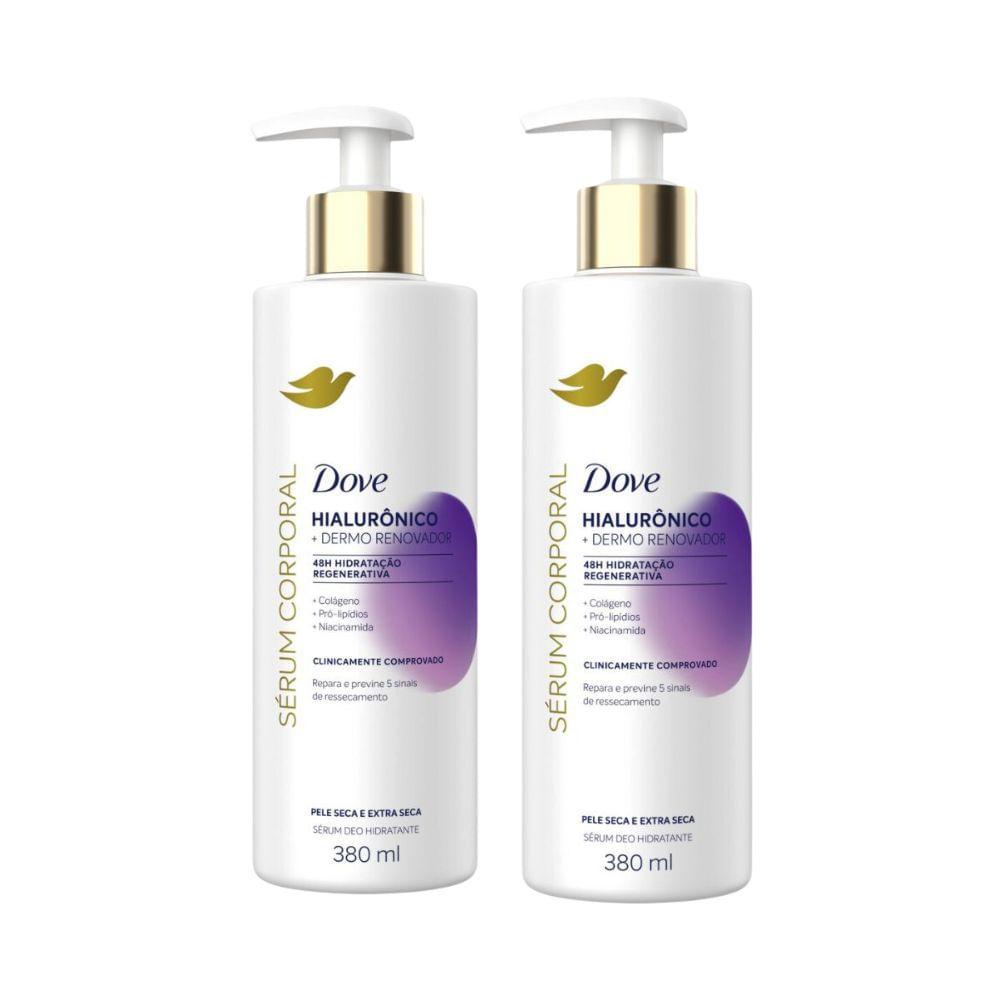 Kit 2 Dove Sérum Hidratante Corporal Hialurônico Dermo Renovador Pele Seca E Extra Seca 380ml