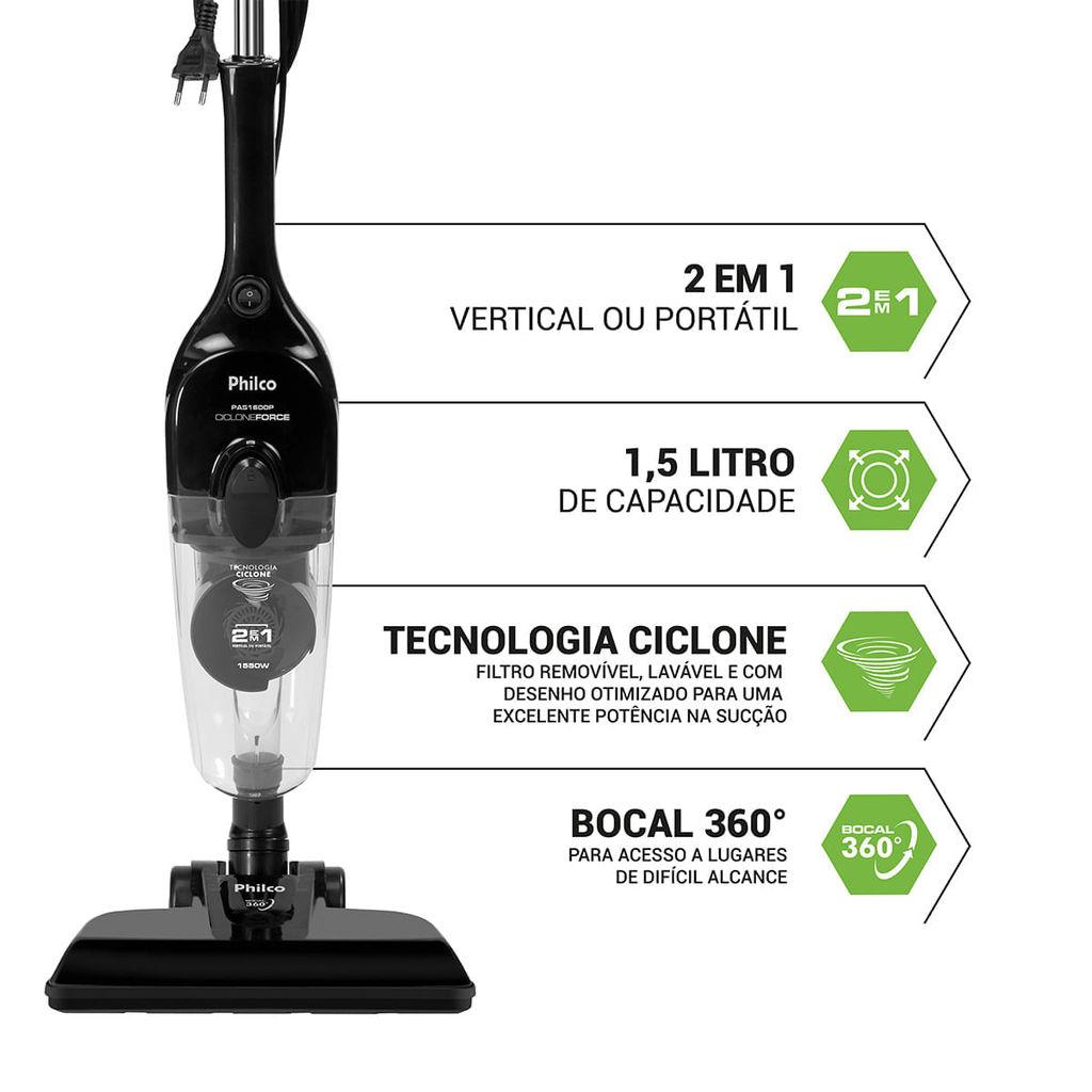 Aspirador De Pó Vertical Philco 2 Em 1 1450w Pas1600p
