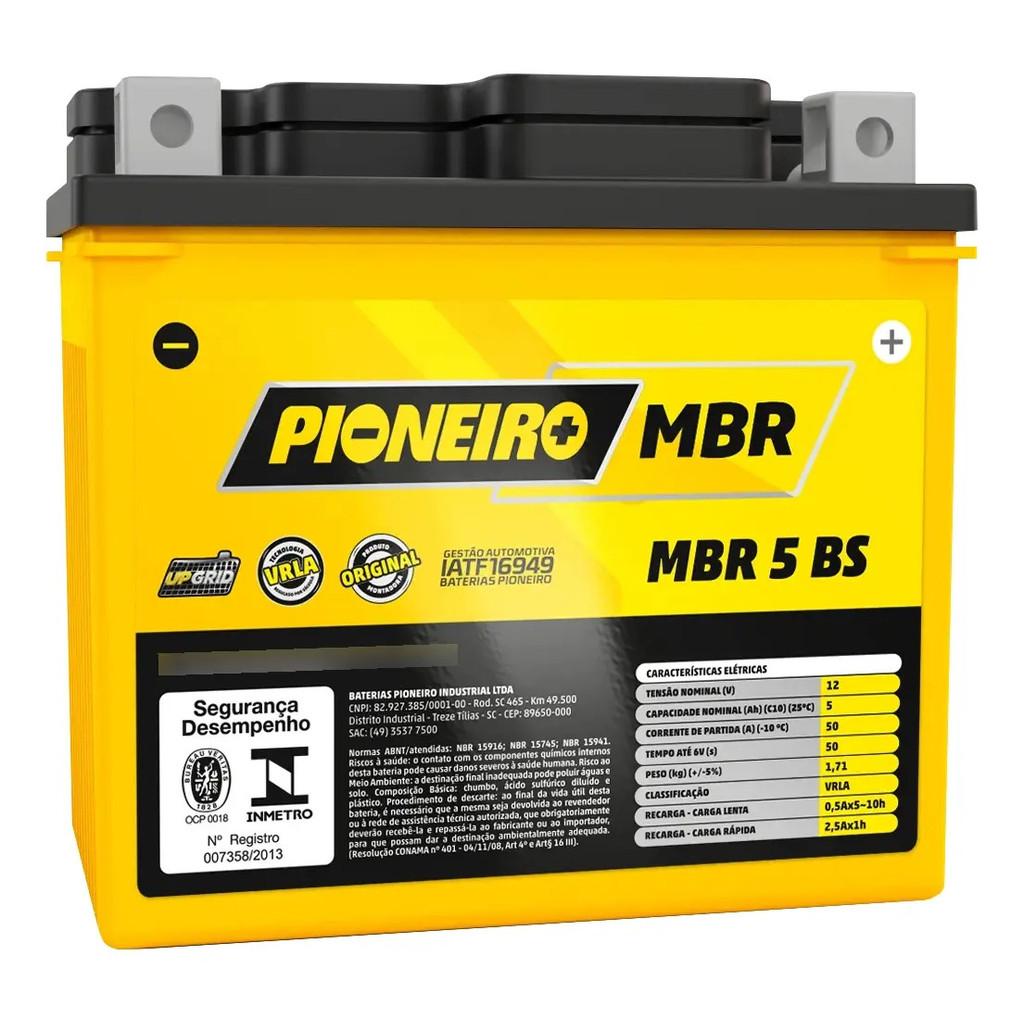 Bateria Moto Biz 100 2002... Pioneiro Mbr 5 Bs 12v 5ah