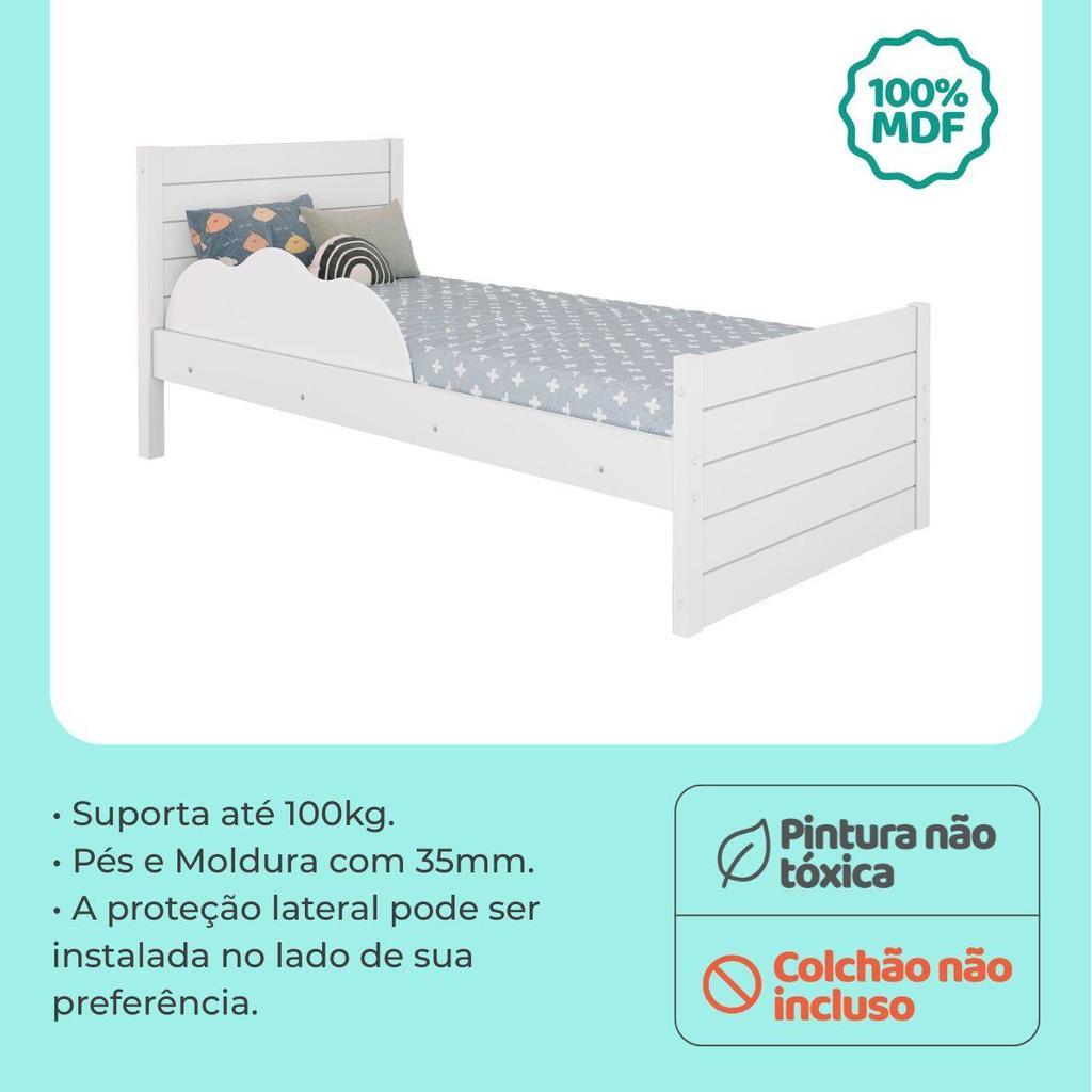 Cama Infantil Nuvem Com Proteção Lateral 100 Mdf