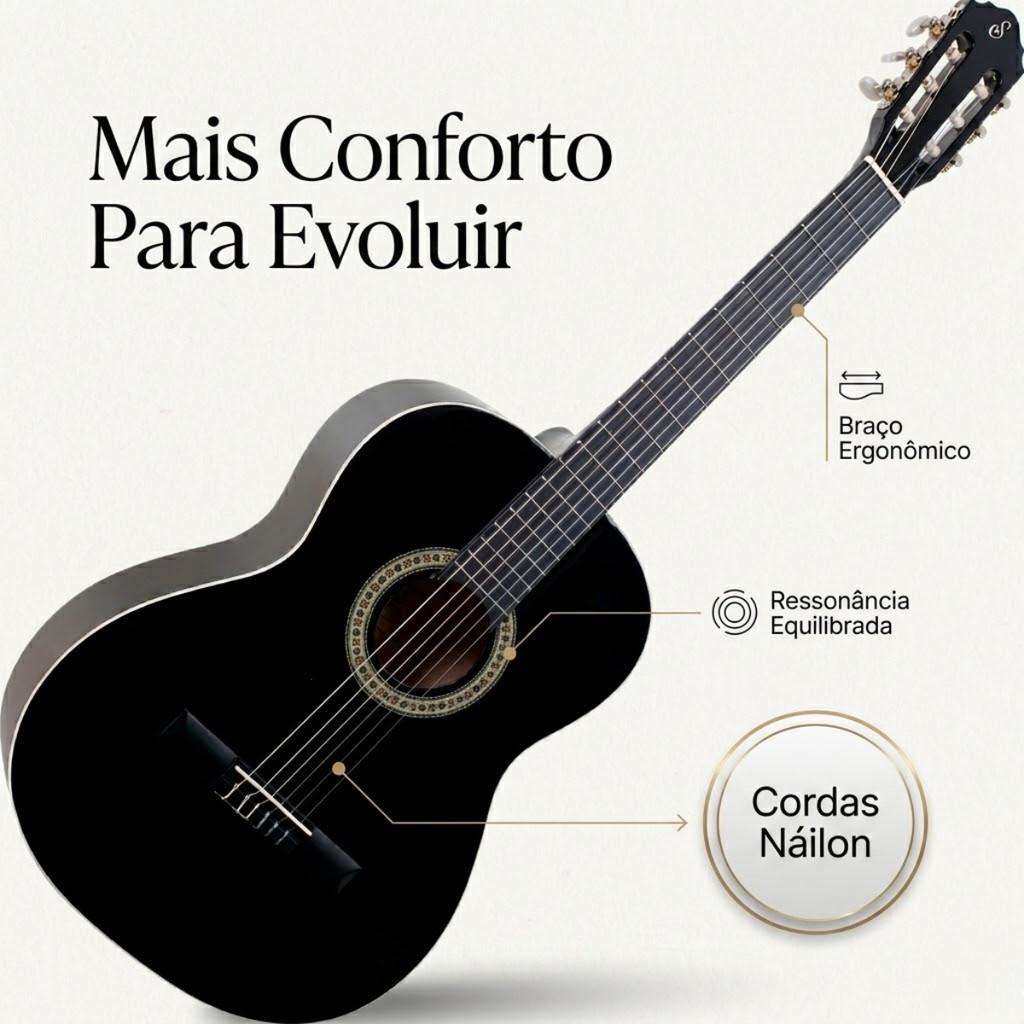 Violão Nylon Giannini Start Estudo N14 Bk Preto Destro Black