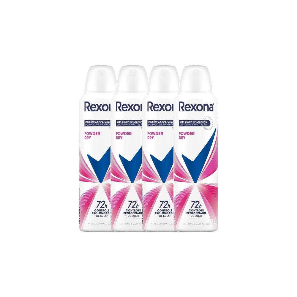 Kit 4 Desodorante Antitranspirante Aerosol Feminino Rexona Powder Dry 72 Horas 150ml