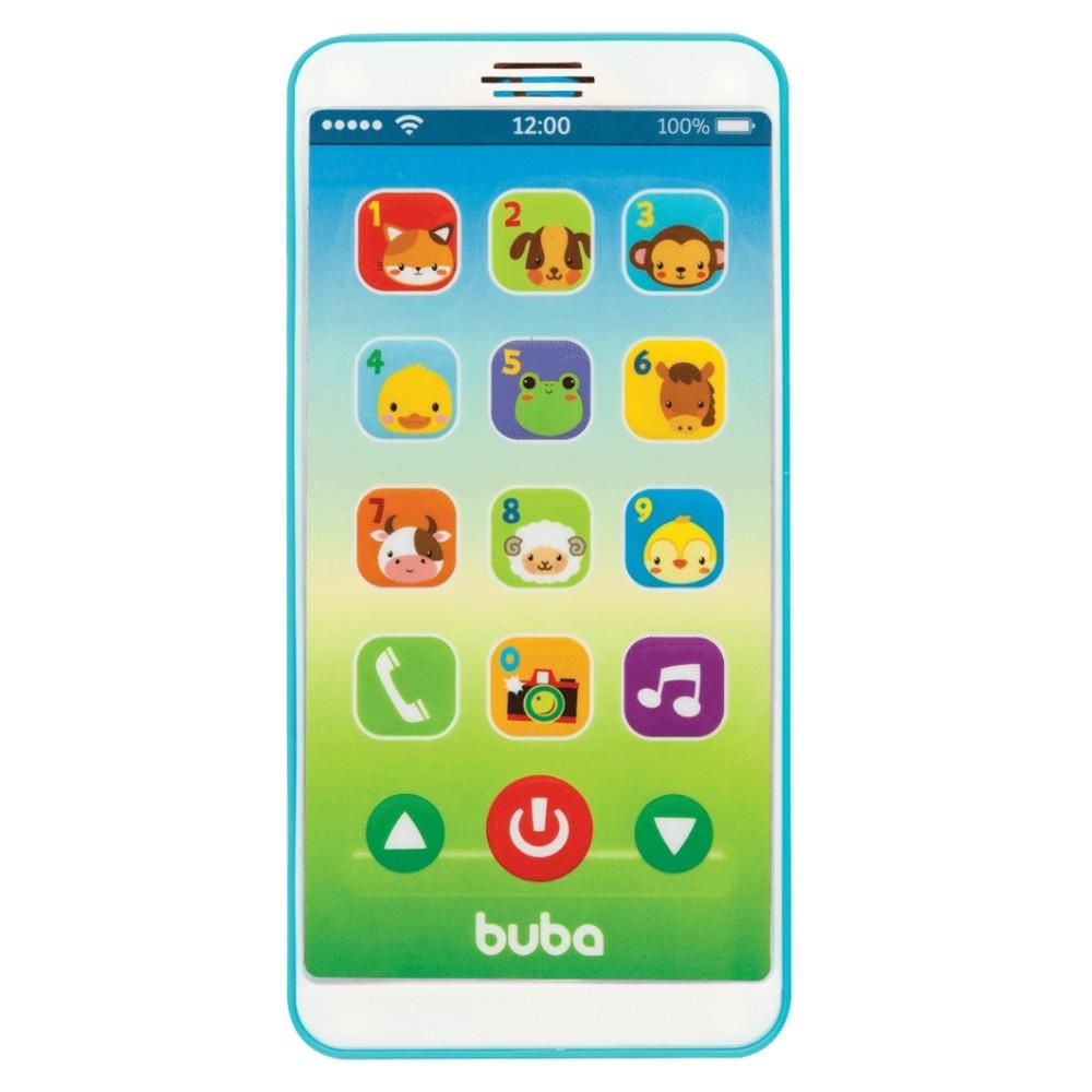 Celular Infantil Brinquedo Baby Phone Buba Azul Musical Bebê