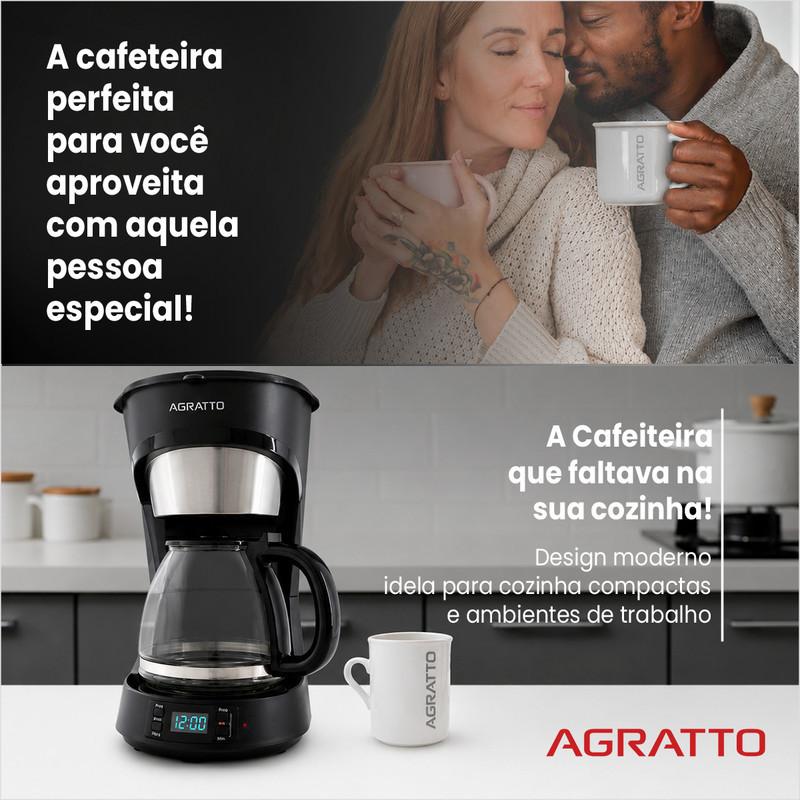 Cafeteira Elétrica Programável Cafeteira 38 Xícaras Preta Cafeteira 127v Agratto Maquina De Café