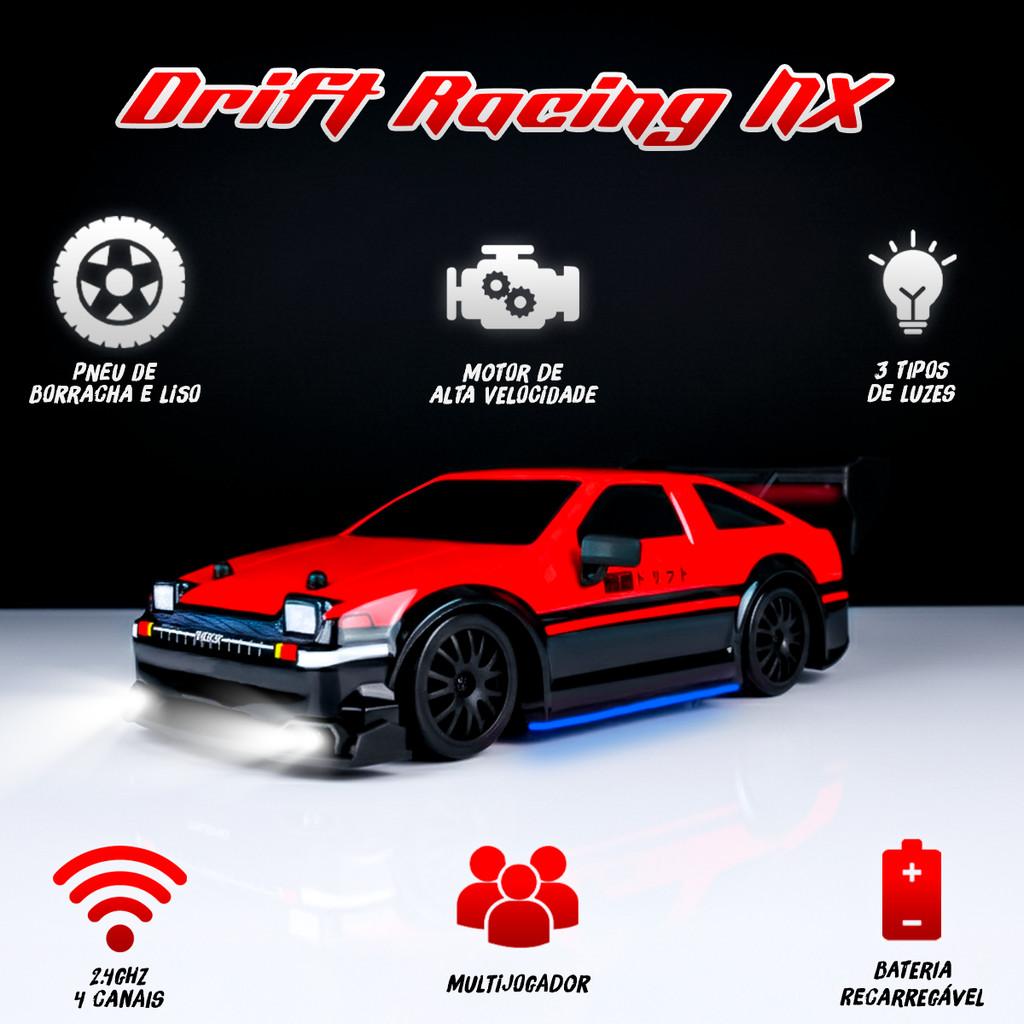 Brinquedo Carrinho Drift Controle Remoto Toyota AE86 Trueno Com Luzes Recarregável Skyline Gtr
