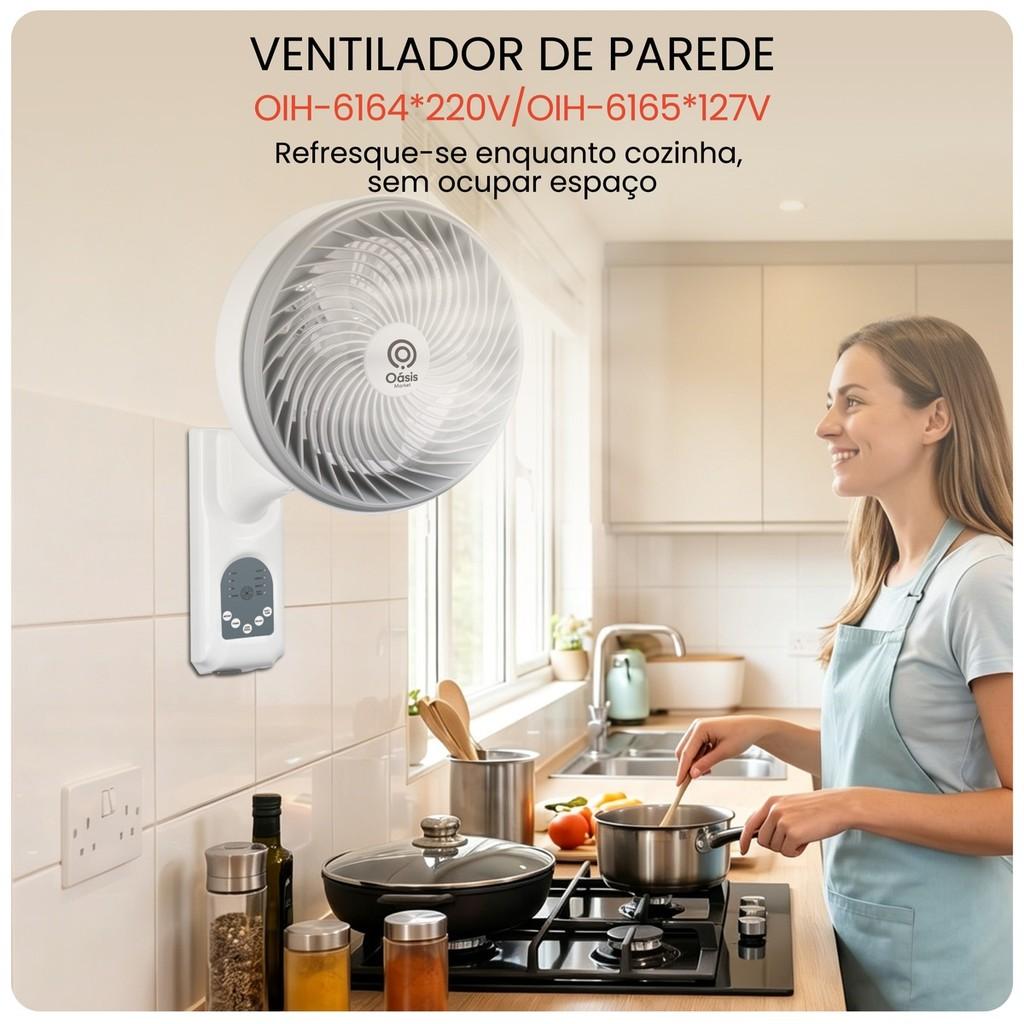 Ventilador De Parede Controle Remoto Display Digital 3 Velocidades Oscilante 90W 110V 220V