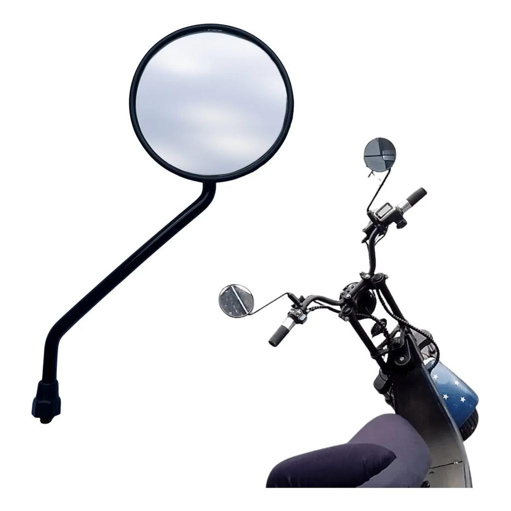 Par De Espelho Retrovisor Reposição Scooter Moto Elétrica Redondo Ajustável Rosca Direita 8mm