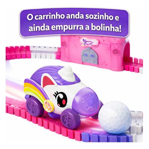 Pista De Carrinho Unicórnio Castelo Brinquedo Menina Rosa