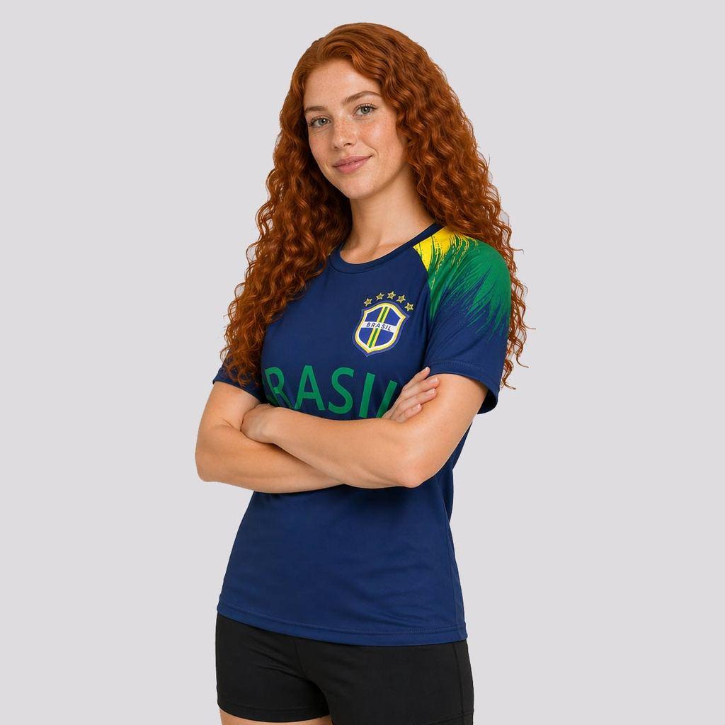 Camisa Brasil Raglan Feminina Marinho 7 Vini Jr