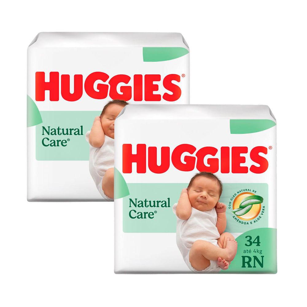 Kit 2 Fralda Premium Huggies Natural Care Rn 34 Unidades