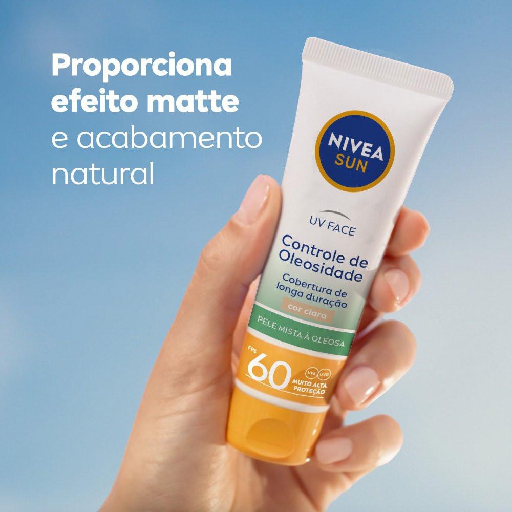 Protetor Solar Facial Nivea Sun Uv Face Controle De Oleosidade Cor Clara FPS 60 50ml