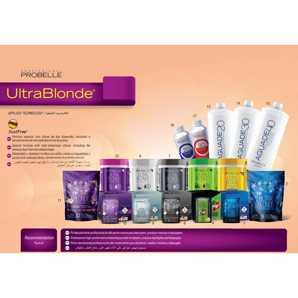 Kit Pó Descolorante Ametista ULTRA Blond 300g + Água Oxigenada Cremosa 40 Vol 900ml Probelle