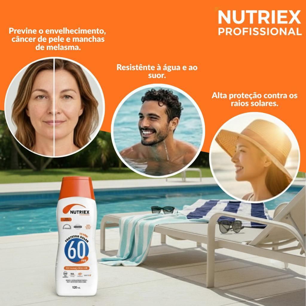 Protetor Solar Nutriex FPS 60 Oil Free Toque Seco Hipoalergênico Resistente Água Suor