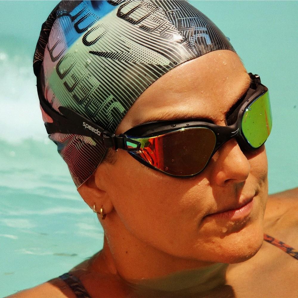 Óculos De Natação Tsunami Adulto Confort Feel Lentes Espelhadas Speedo - Preto Revo Red