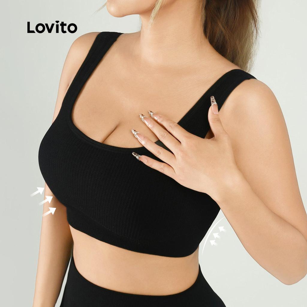Lovito Top Esportivo Com Push-up Vermelho Reduz O Impacto E Evita Vazamento De Lateral Rosa