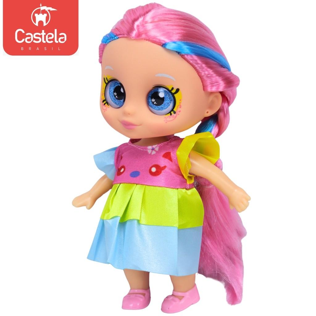 Boneca Articulada Doce Maitê Vestido Colorido 18 Cm Castela