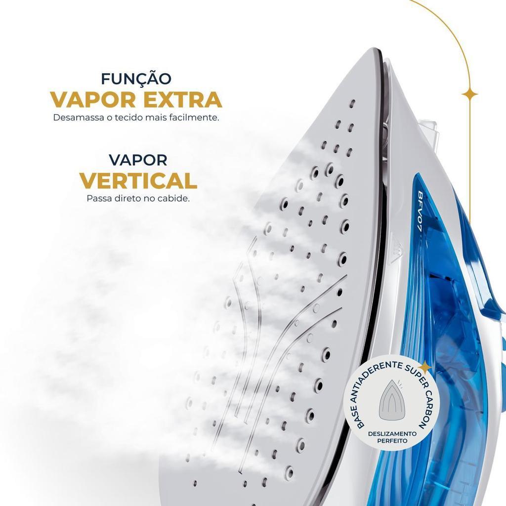 Ferro De Passar A Vapor Britânia 210ml Base Antiaderente Bfv07