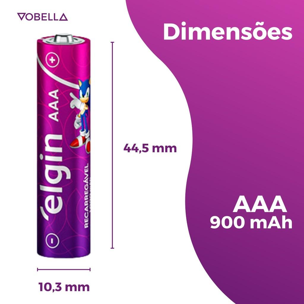 Pilha Recarregável Aaa Palito 900mah Elgin Blister C/4 Unid