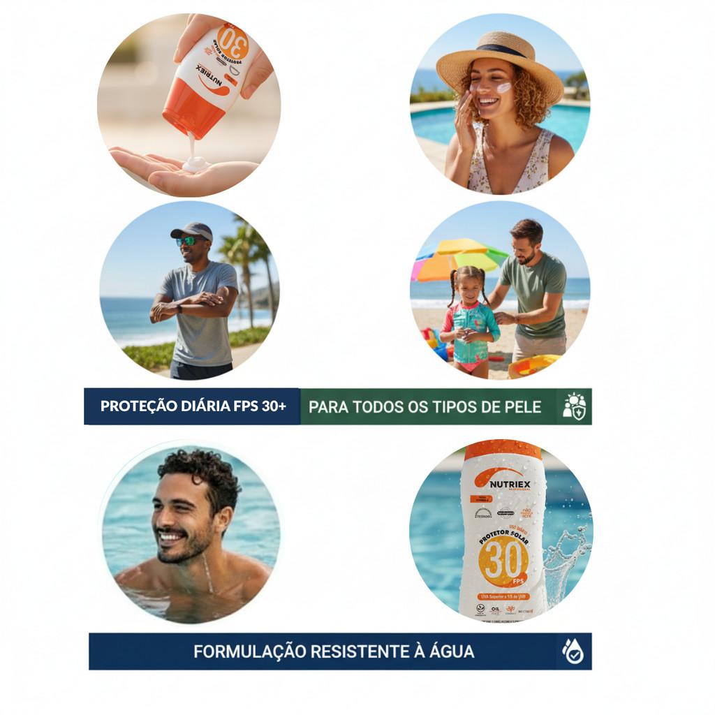 Kit 3 Protetor Solar Nutriex FPS 30 Toque Seco 120ml Oil Free Hipoalergênico Absorção Rápida