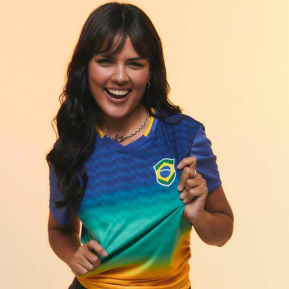 Camiseta Brasil Samba Feminina Amarelo Oficial + Nf