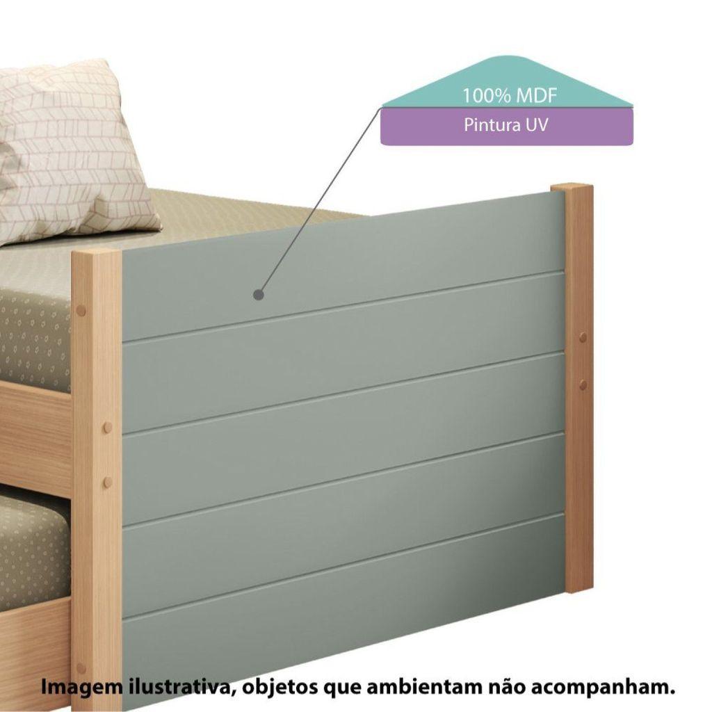 Bicama Com Cama Auxiliar Infantil Woody Casatema Madeiraoriginals Verde/menta/nature