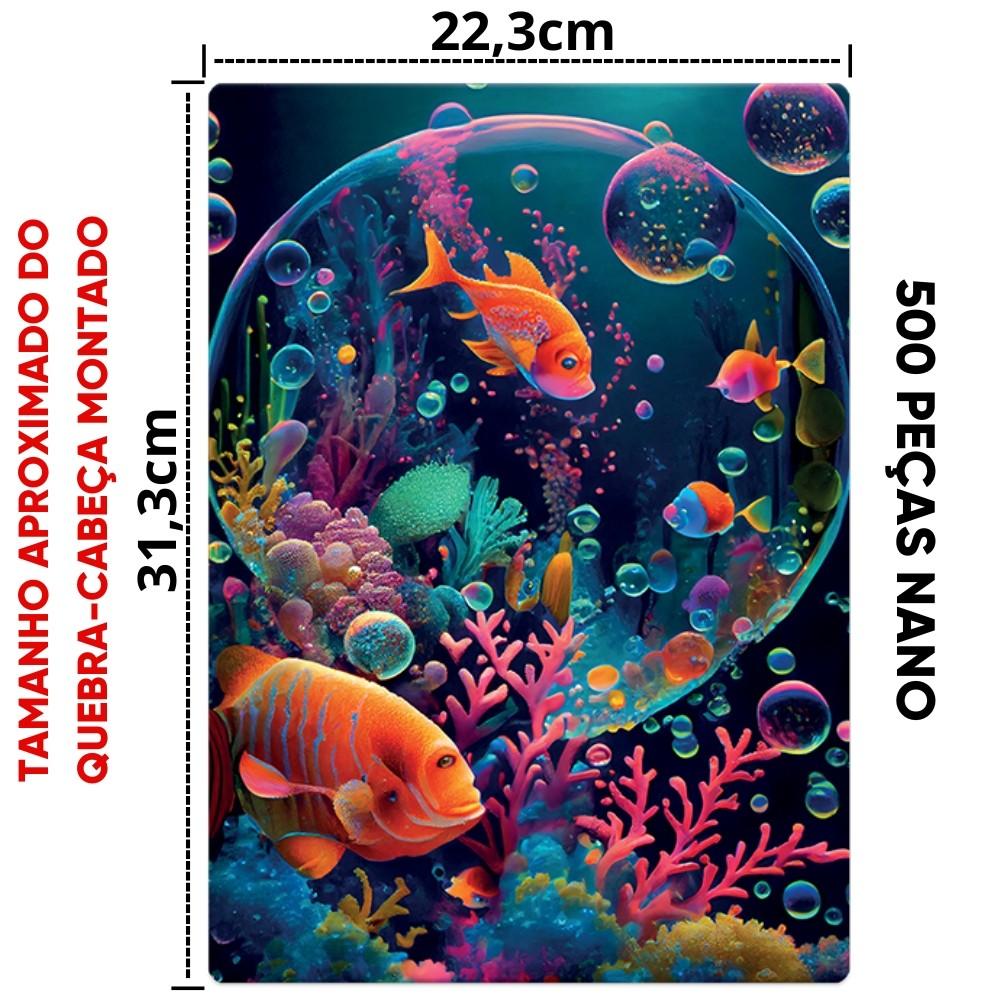 Quebra Cabeça Nano Oceano Cintilante 500 Peças Pequenas Ia Toyster Puzzle Mar Colorido Peixes Corais