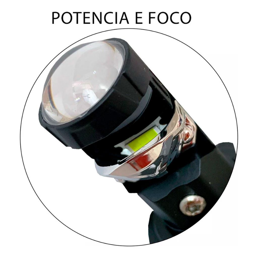 Lâmpada Farol Projetor Canhão LED Elíptico Nano H4 Para Moto 35W 5000lm 6500k Luz Branca Shocklight