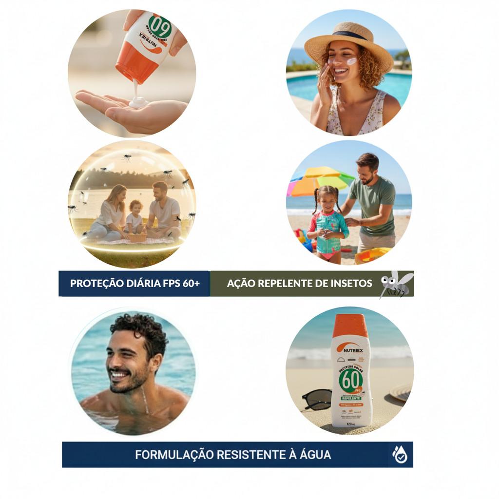 Protetor Solar Nutriex FPS 60 Com Repelente 120ml Alta Proteção Vitamina E Toque Seco