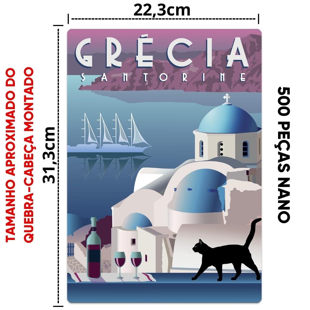 Quebra Cabeça Nano Grécia Santorini Postais Do Mundo 500 Peças Pequenas Toyster Puzzle Paisagem Mar