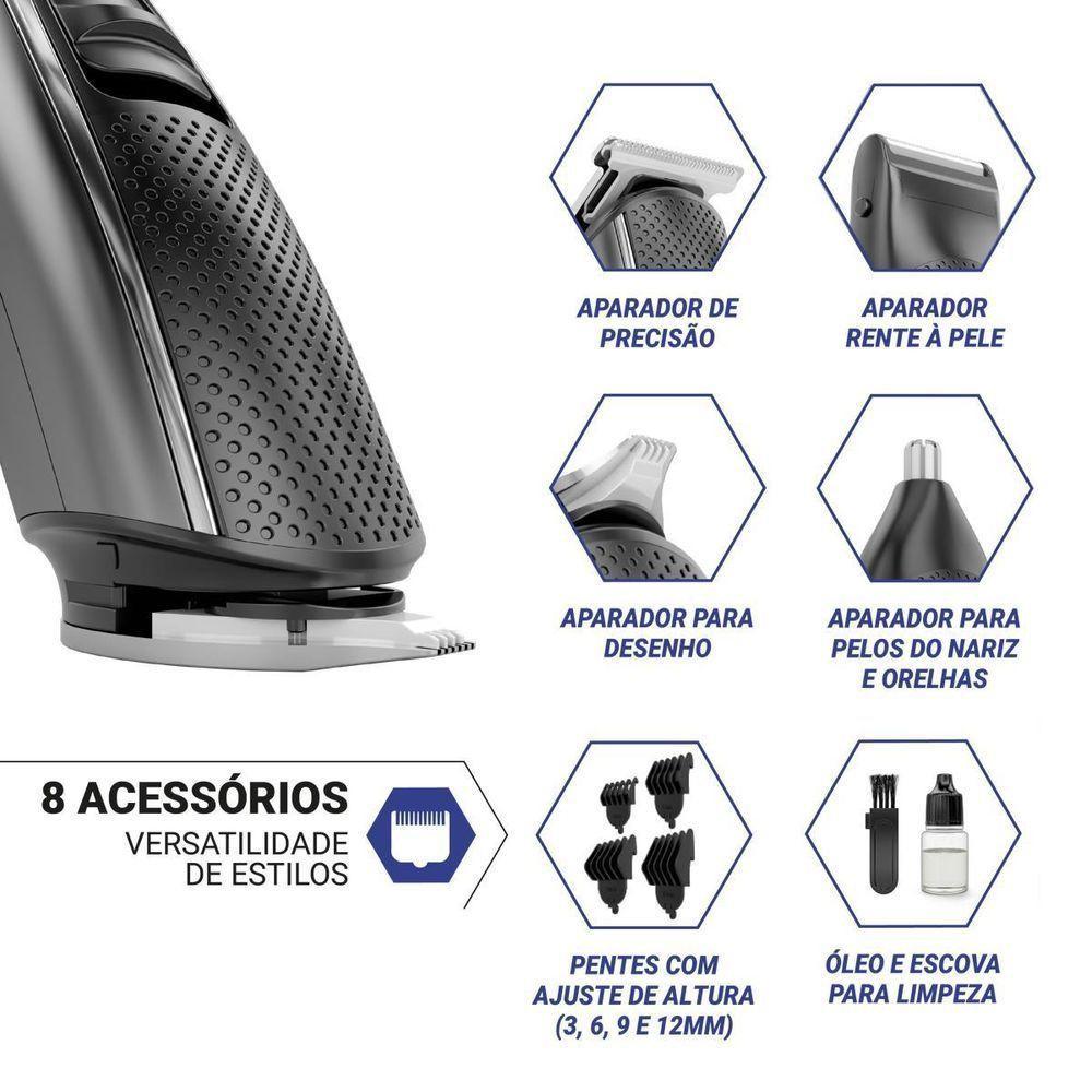 Aparador De Pelos Philco 8 Acessórios Pape01 Bivolt