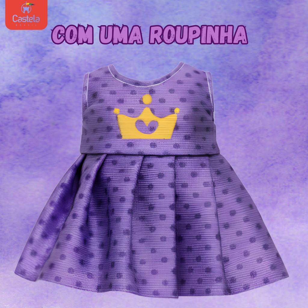 Boneca Doce Maitê Vestido Roxo 18 Cm Castela
