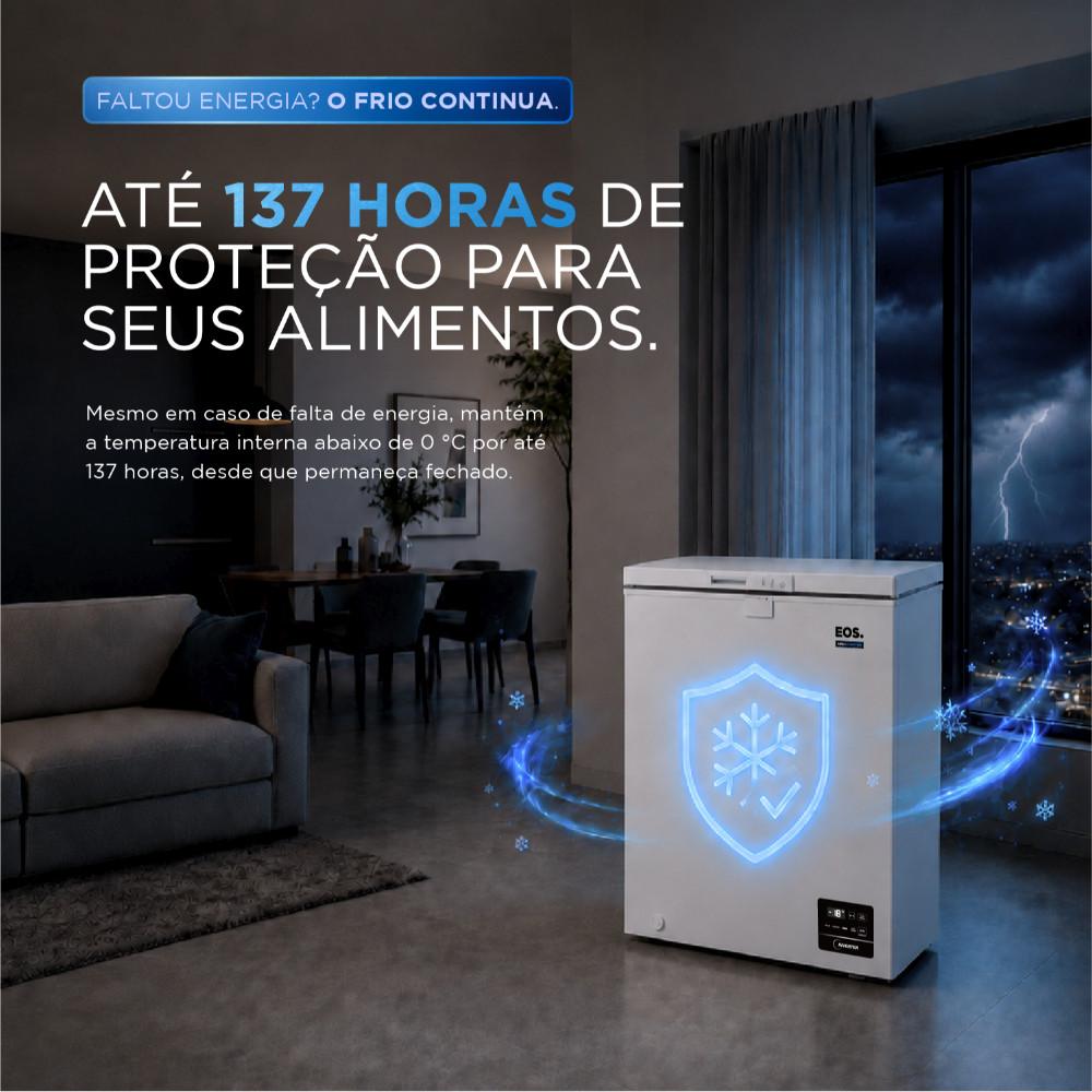 Freezer E Conservador Horizontal Eos 110L Digital Tripla Ação MAX Inverter Efh101idx Branco Bivolt