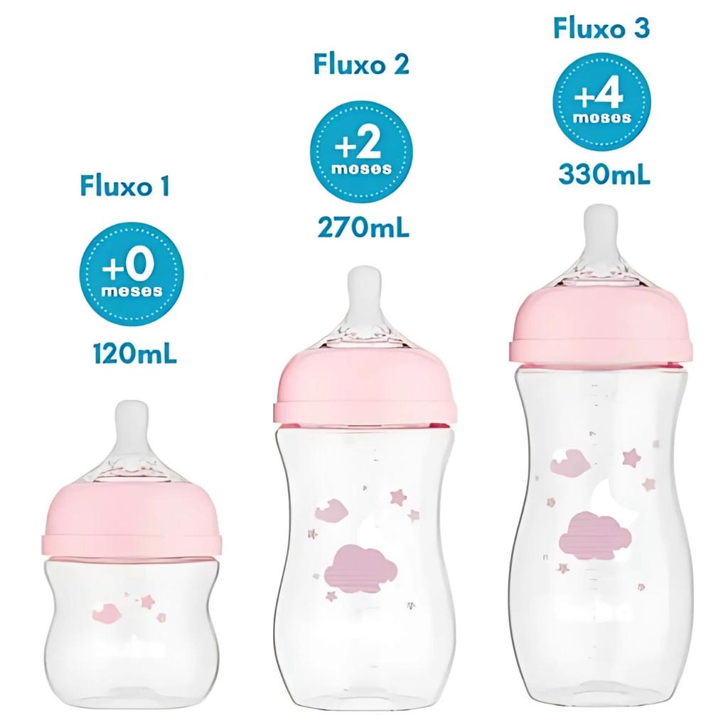 Kit 3 Mamadeiras Easy Flow Nuvem Rosa - 20988 - Buba