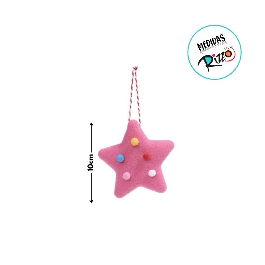 Enfeite Para Pendurar De Natal - Estrela Com Bolas - Rosa - 10cm - 1 Unidade - Cromus - Rizzo