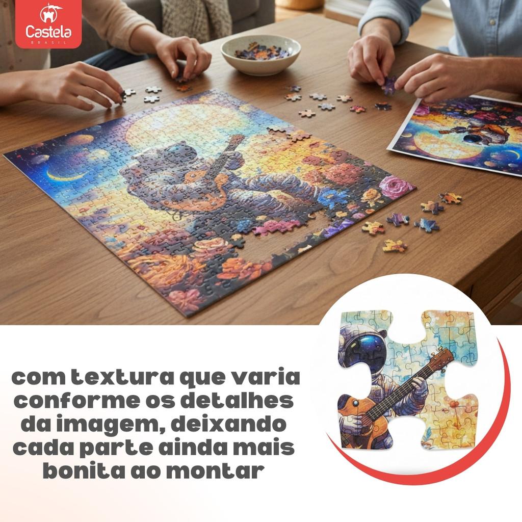 Quebra Cabeça Astronauta Romântico 500 Peças Puzzle Premium Textura Sedosa - Castela