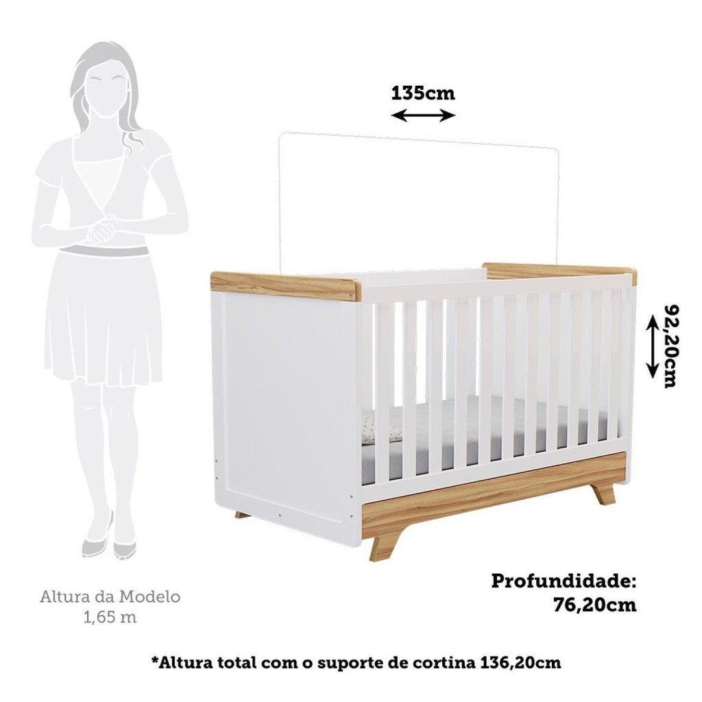 Berço Mini Cama 100 Mdf Retrô Branco Brilho/amêndoa