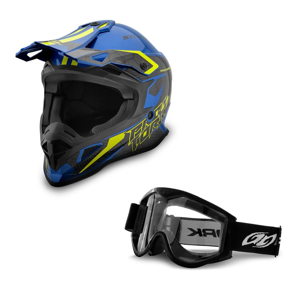 Kit Capacete PRO Tork Motocross Brave Óculos 788 Nf
