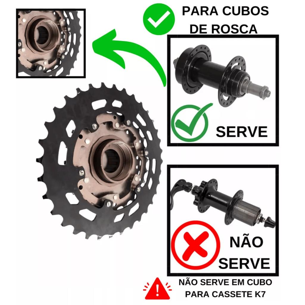 Catraca Roda Livre Shimano Tz500 7v 14-34d Rosca Megarange + Corrente Fina Index