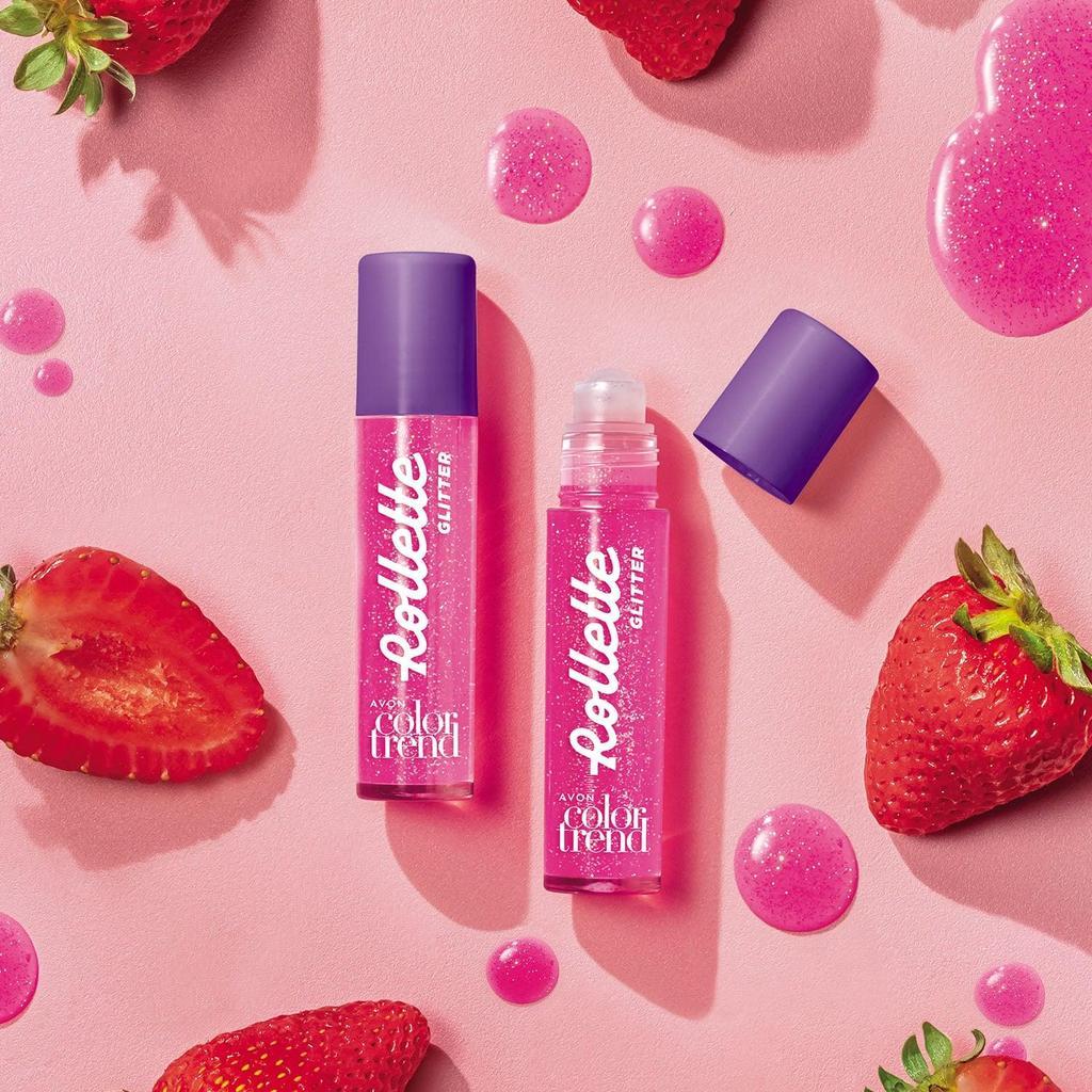 Brilho Labial Avon Rollette Glitter Cor Morango Vibes