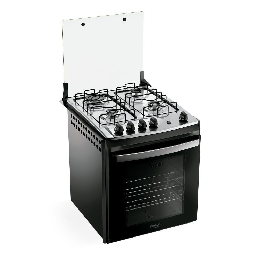 Fogão 4 Bocas Embutir Dako Supreme Mesa De Inox Preto Bivolt