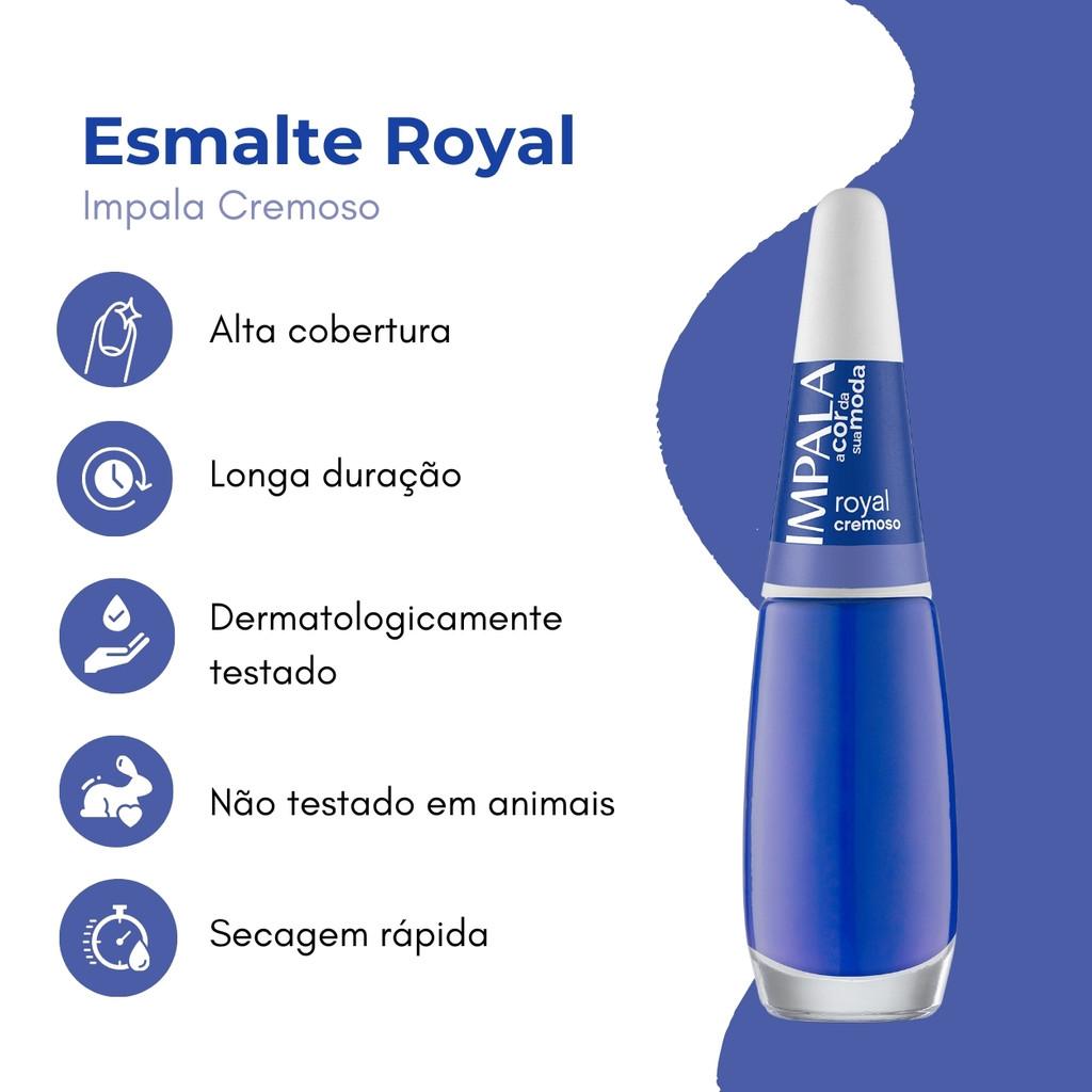 Kit 6 Esmalte Impala A Cor Da Moda Unha Azul Royal Cremoso