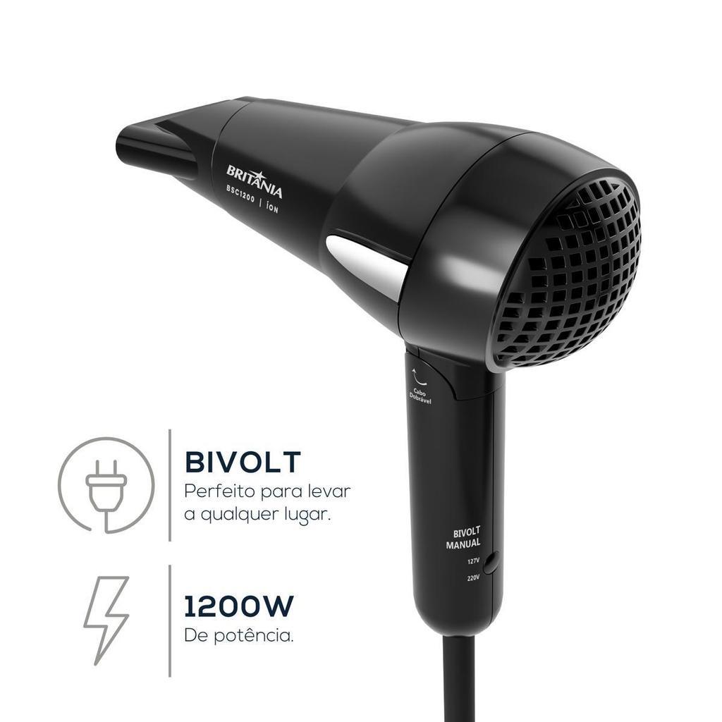 Secador De Cabelos Britânia 2 Temperaturas 1200w