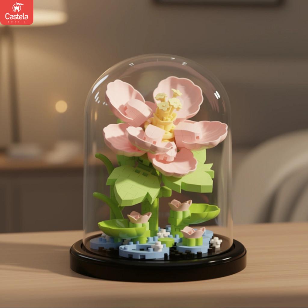 Blocos De Montar Decorativos Flor Peônia Na Cúpula - Castela