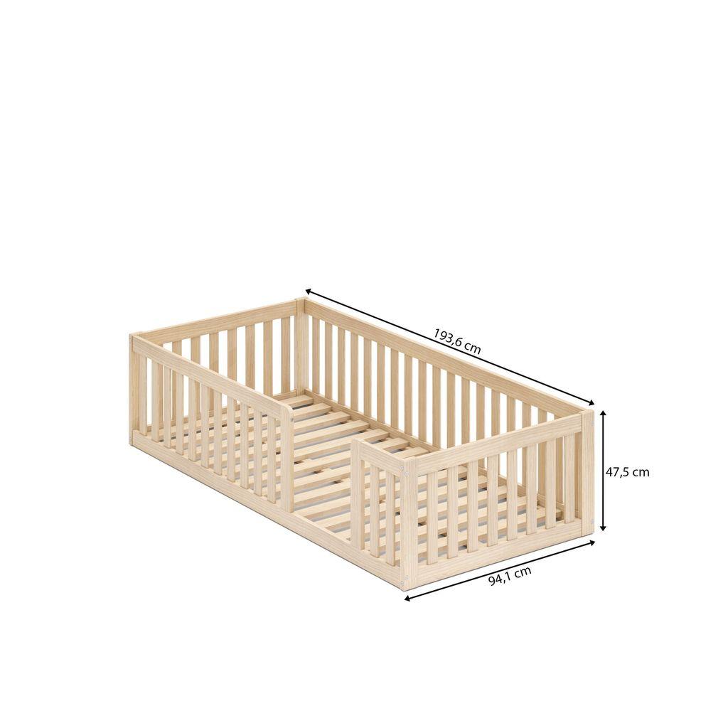 Cama Montessoriana Solteiro Com Grade Giulia Casatema Madeiraoriginals Marrom/bege Natural/bege
