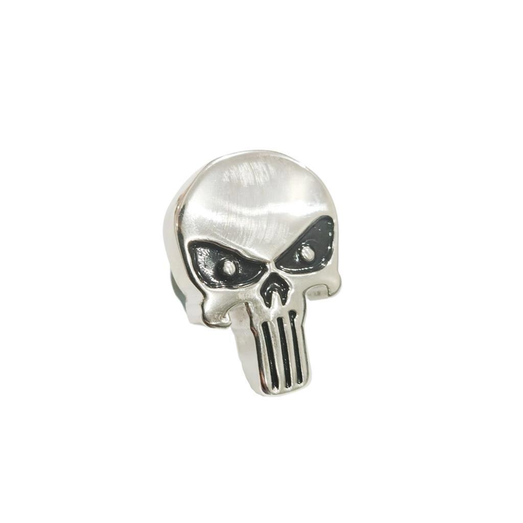 Par Parafuso Placa Caveira Justiceiro Metal Moto Carro