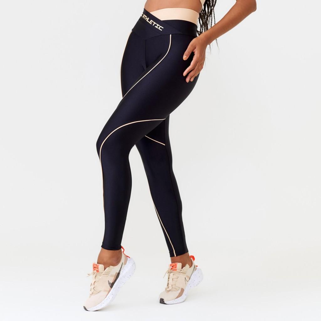 Legging Prestige Preta Platinada Com Estampa Emborrachada
