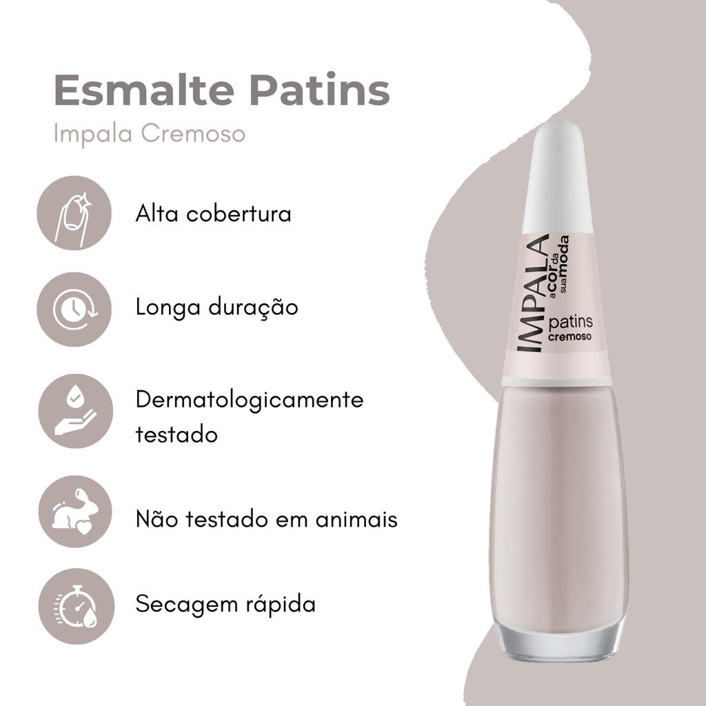 Kit 3 Esmalte Impala A Cor Da Moda Patins Cremoso Manicure