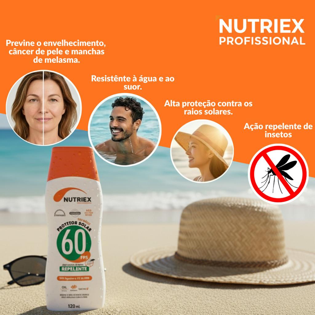 Protetor Solar Nutriex Fps60 Repelente 120ml Kit 3 Pele Segura Contra Sol E Insetos