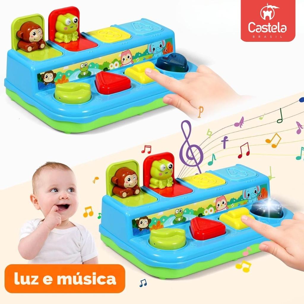 Brinquedo De Bebê Didático Pop Up Causa E Efeito Animais Com Som Luz